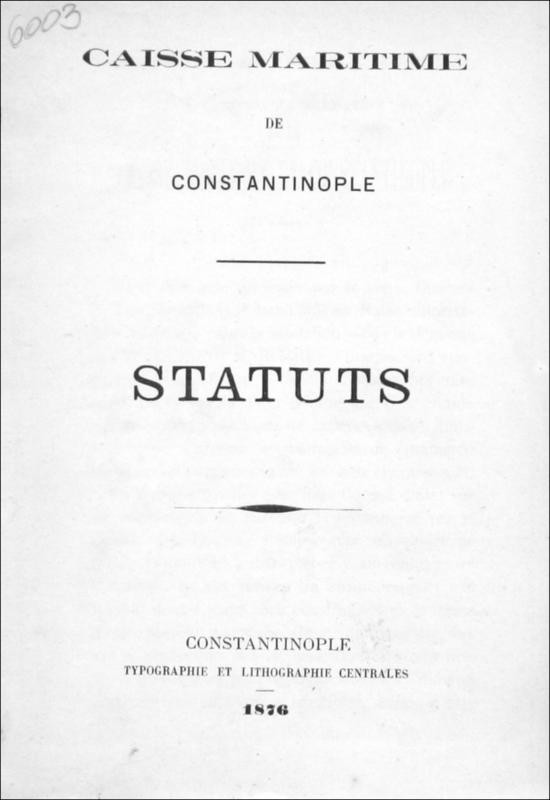 Caisse Maritime de Constantinople - Statuts