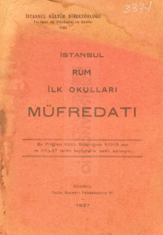 İstanbul Rum ilk okulları müfredatı.
