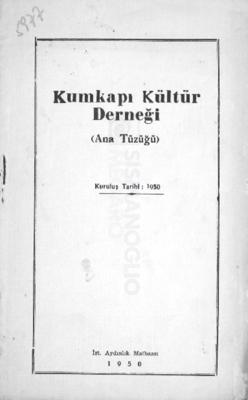 Kumkapı Kültür Derneği (Ana Tüzüğü)