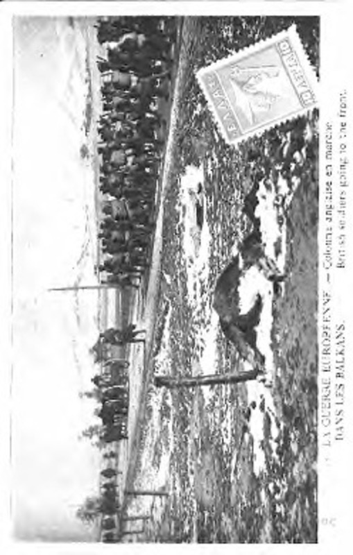 La guerre europeenne dans les balkans, colonne anglaise en marche = british soldiers going to the front [Γραφικά]